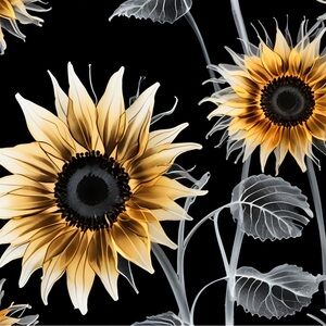 X-ray sunflowers HD metal art print 4 x 6 inches